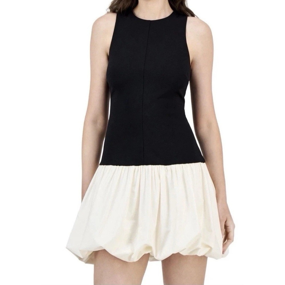Rachel Roy Lindy Mixed Media Mini Black Ivory Sleeveless Dress Womens Size M NWT